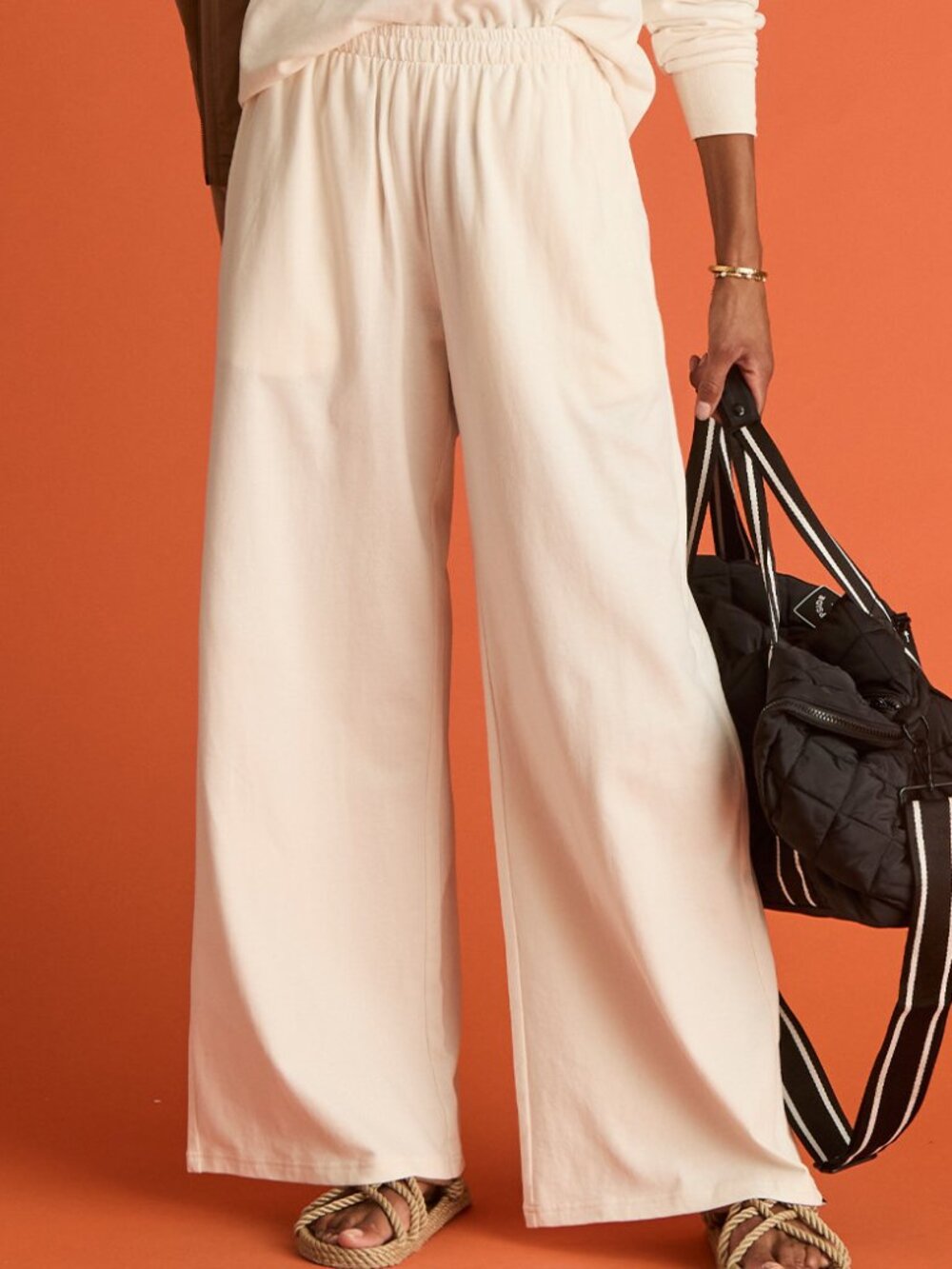 The Upside SOHO TOKIO WIDE LEG PANT, creme white cotton, size XS or S